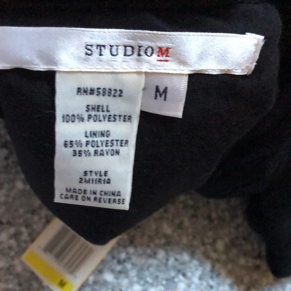 Studio M black size medium skirt semi tiered sheer lined pull on stretch - Picture 4 of 13